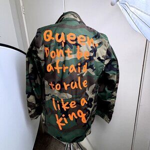 Message In‎ A Bottle NWOT Women's Customized Green Camouflage Jacket Size S